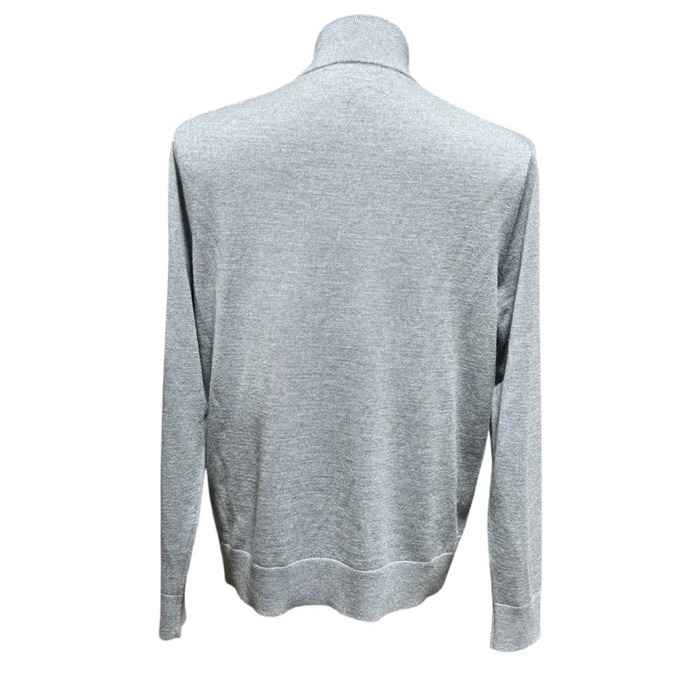 Banana Republic x Baruffa Wool Quarter Zip Sweater Large Blue Preppy Office Luxe